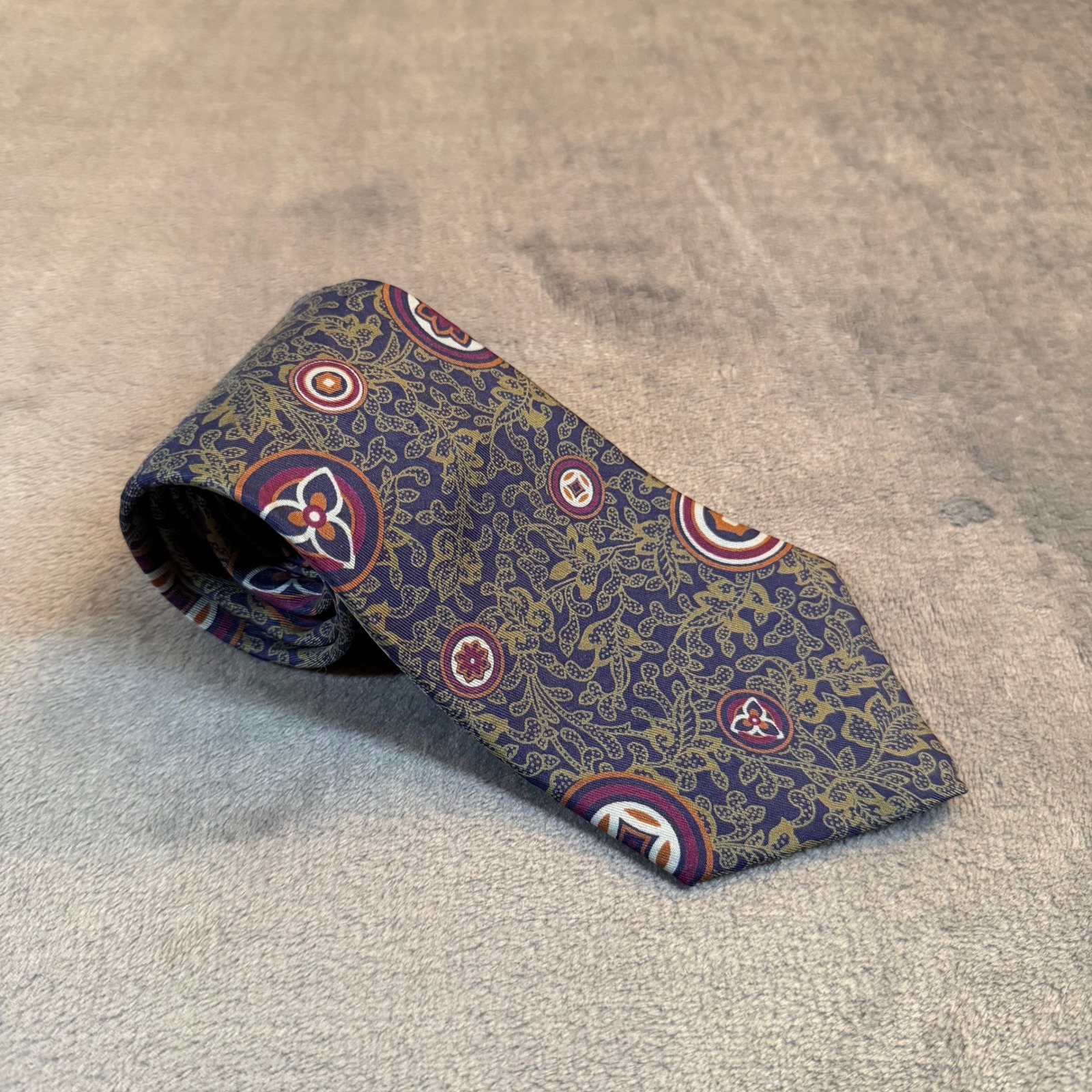 Claiborne Geometric Floral Necktie Mens One Size Blue Silk Classic Design